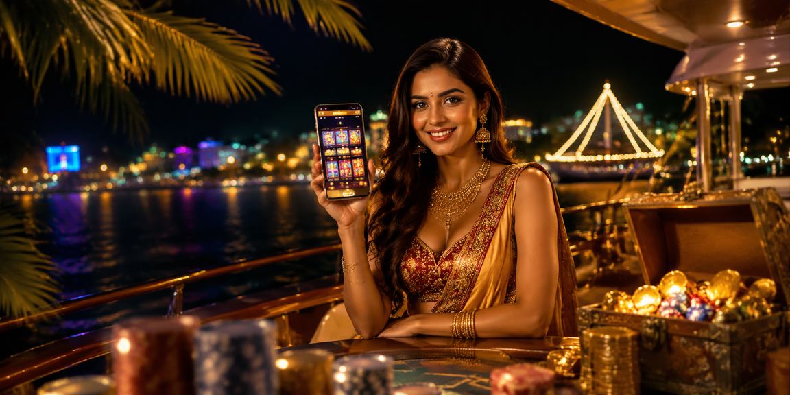 Mobile device showing bw4hana casino games on Goa beach
